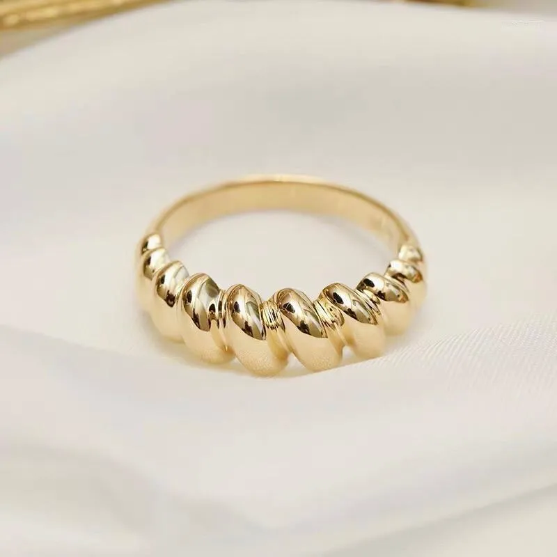 Bagues de cluster CxsJeremy Trendy Croissant français pour femmes Au750 18K Jaune Gold Braid Twisted Chunky Bague Femme Bijoux Cadeaux de fête