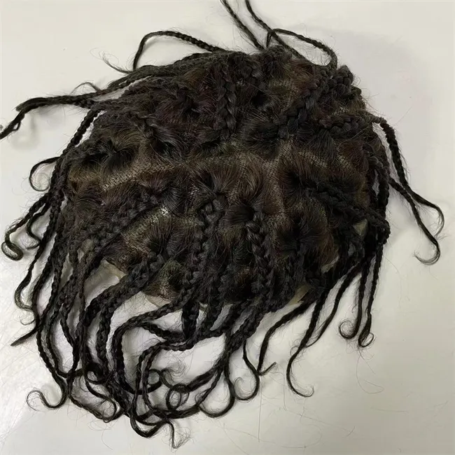 Substituição de cabelo humano virgem da Malásia 8x10 tranças unidades de renda de renda cheia de renda para homens negros