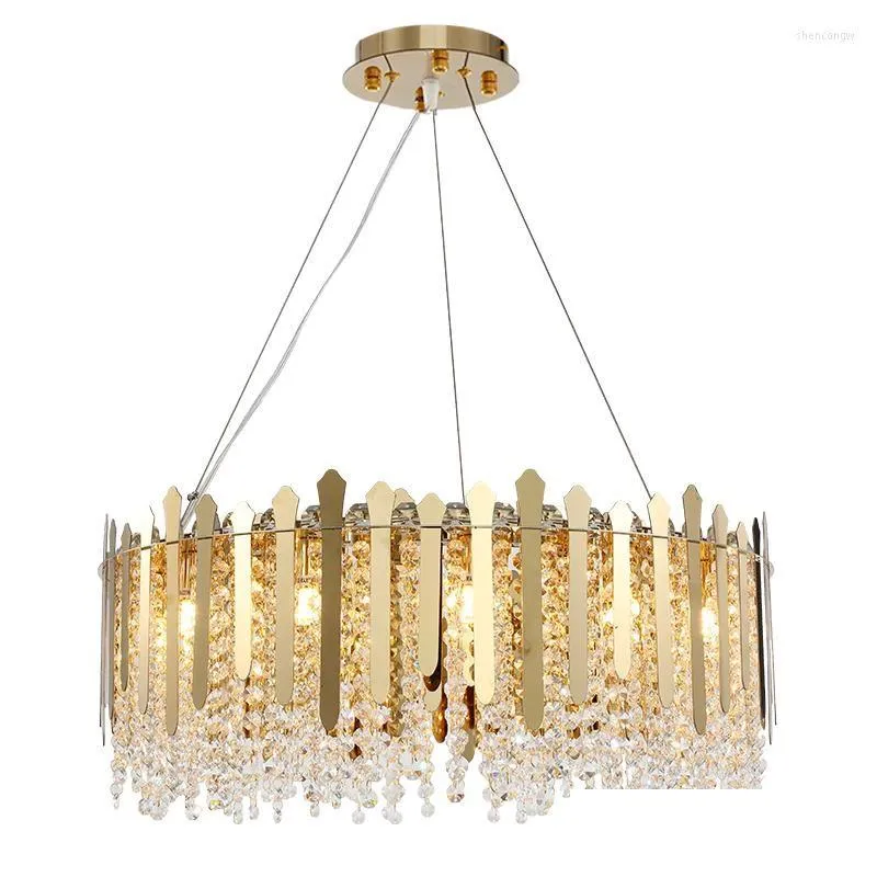 Chandeliers K9 Crystal Luxury Led Chandelier Lighting For Living Room Villa Hall Decoration Hanging Lamp Postmodern Designer Drop De Dh7V4