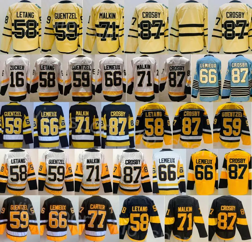 2023 Winter Classic Hockey 58 Kris Letang Jersey Reverse Retro 16 Jason Zucker 87 Sidney Crosby 71 Evgeni Malkin 66 Lemieux 59 Jake Guentzel All Stitched Alternate