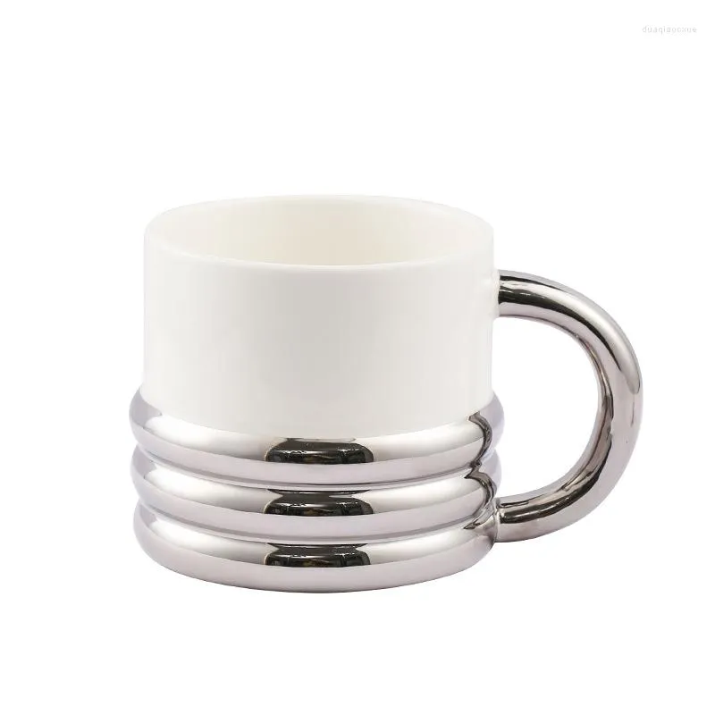 Café thé ensembles tasse créative galvanoplastie tasse ménage bureau en céramique beau cadeau à la main