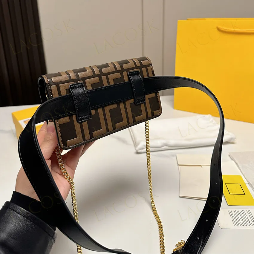 Män kvinnors designer midjeväska modekedjan bröstsäckar bokstäver crossbody dubbel axel rem klassiska hasp telefon plånböcker med låda