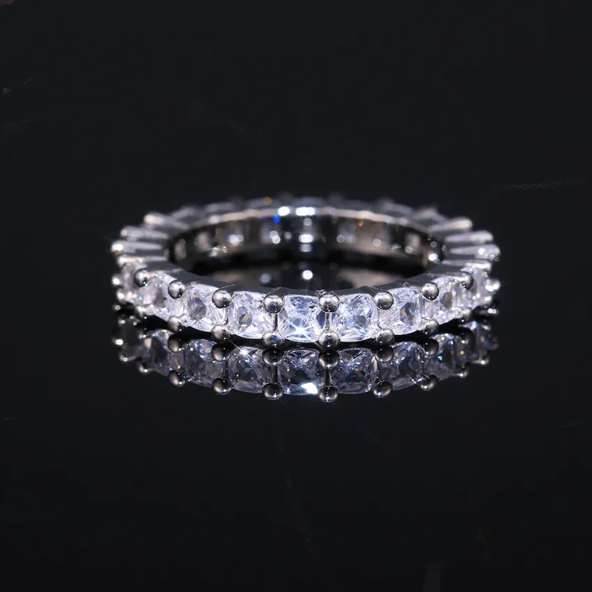 Cubic Zircon Wedding Rings Bride Geometric Diamond Cluster Ring for Women Engagement Fine Jewelry Gift Will and Sandy