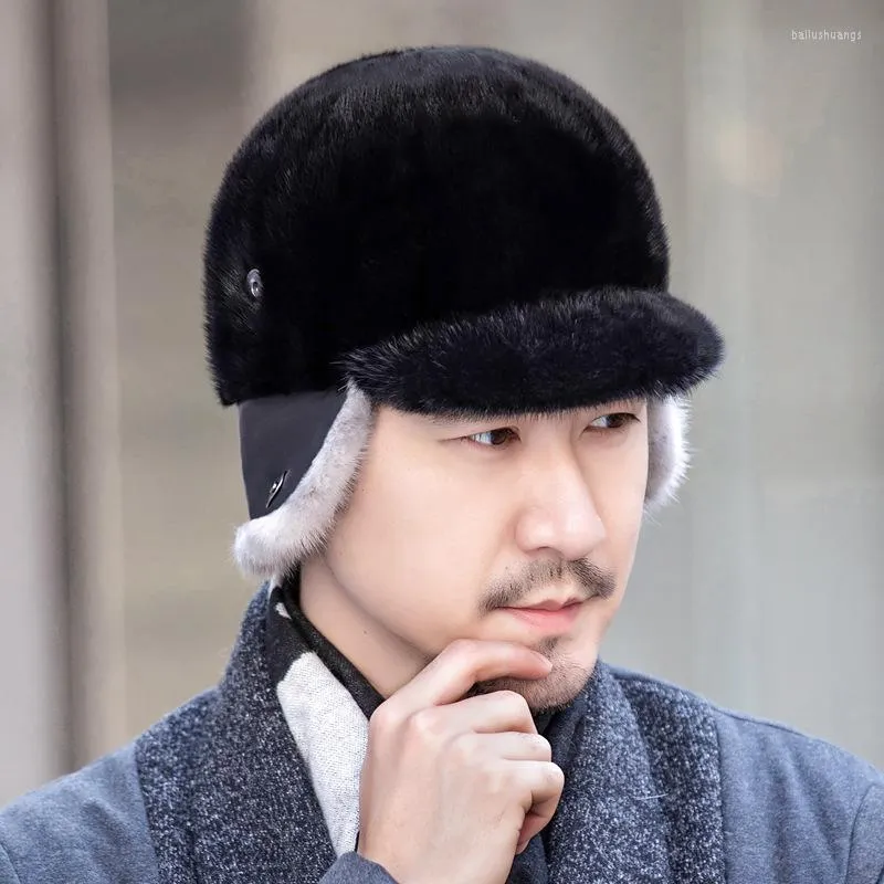 قبعة حماية الأذن الدافئة في شتاء القبعات في منتصف العمر