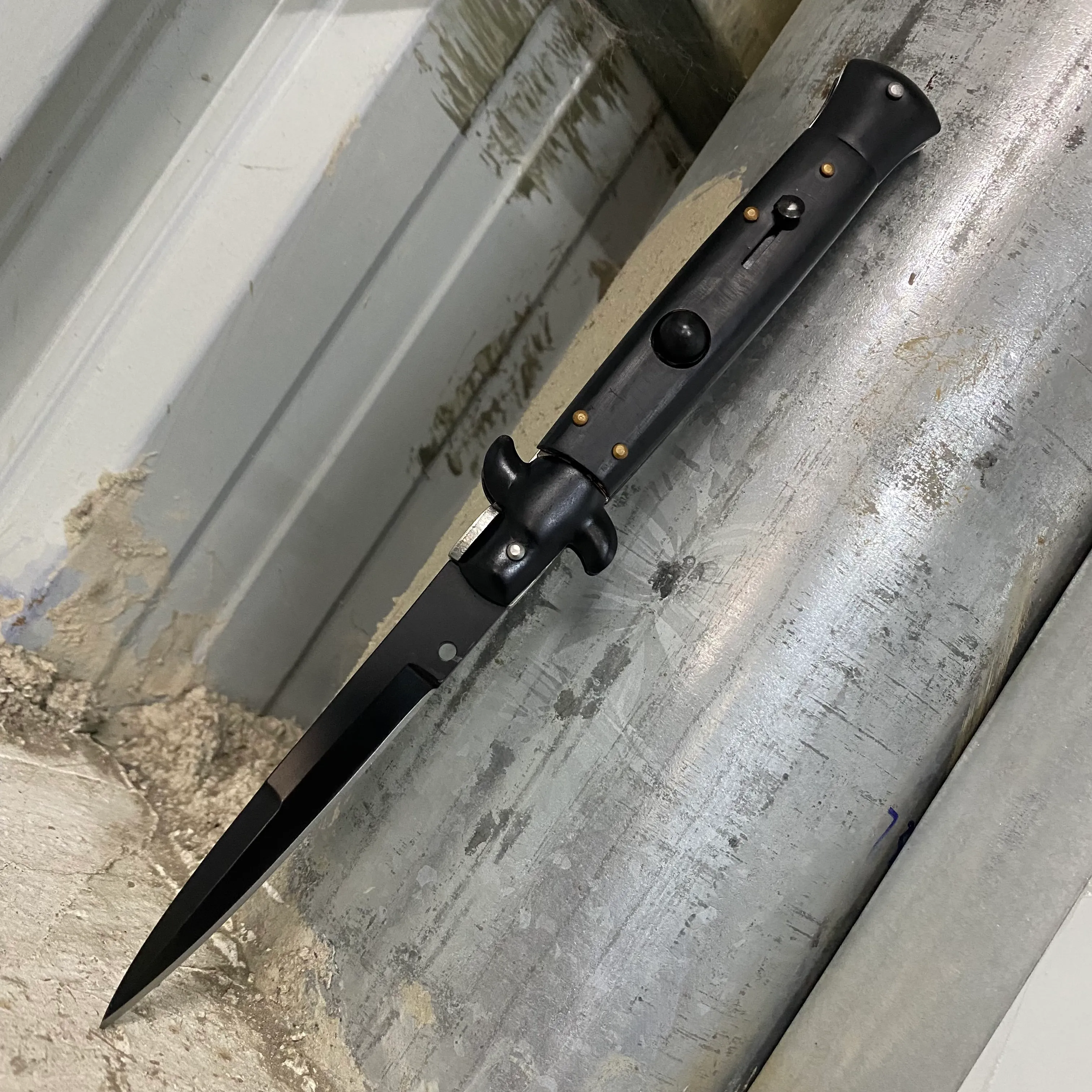 Czarny Otf AUTO nóż składany włoska mafia Stiletto automatyczne noże poziome ostrze ze stali Survival Outdoor Camping noże ogród EDC noże myśliwskie taktyczne
