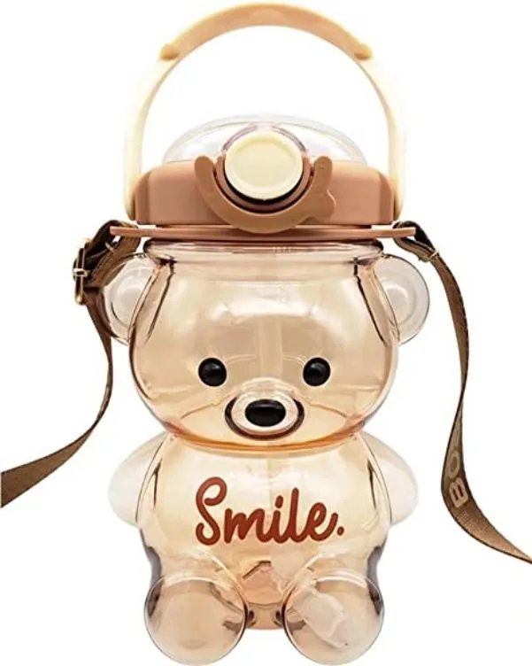 Vaisselle mignon ours tasse à eau créatif ventre de paille sangle portable bouilloire pour enfants bouteilles d'eau garçons filles cadeaux scolaires