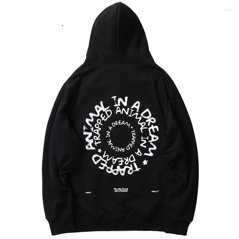 Men's Hoodies Mens 2022 Hip Hop Streetwear Hoodie Vintage Letter Circle Printed Sweatshirt Cotton Fleece Loose Casual Hooded Pullover