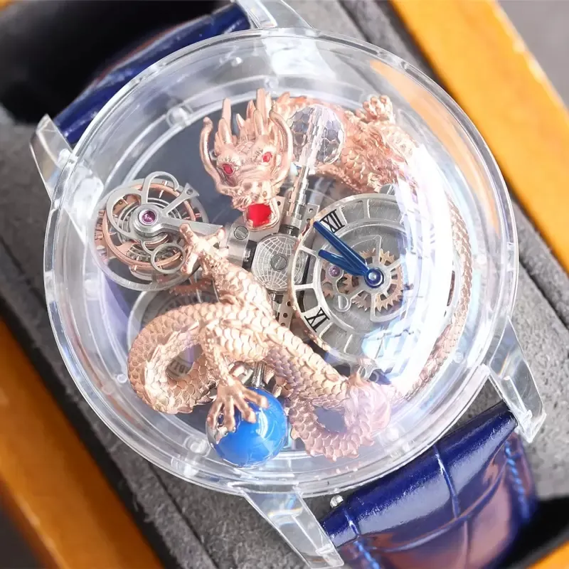 2022 New Version Transparent Skeleton Watch Mens T op quality Mechanical ETA movement Luxury Sapphire glass dragon Watches