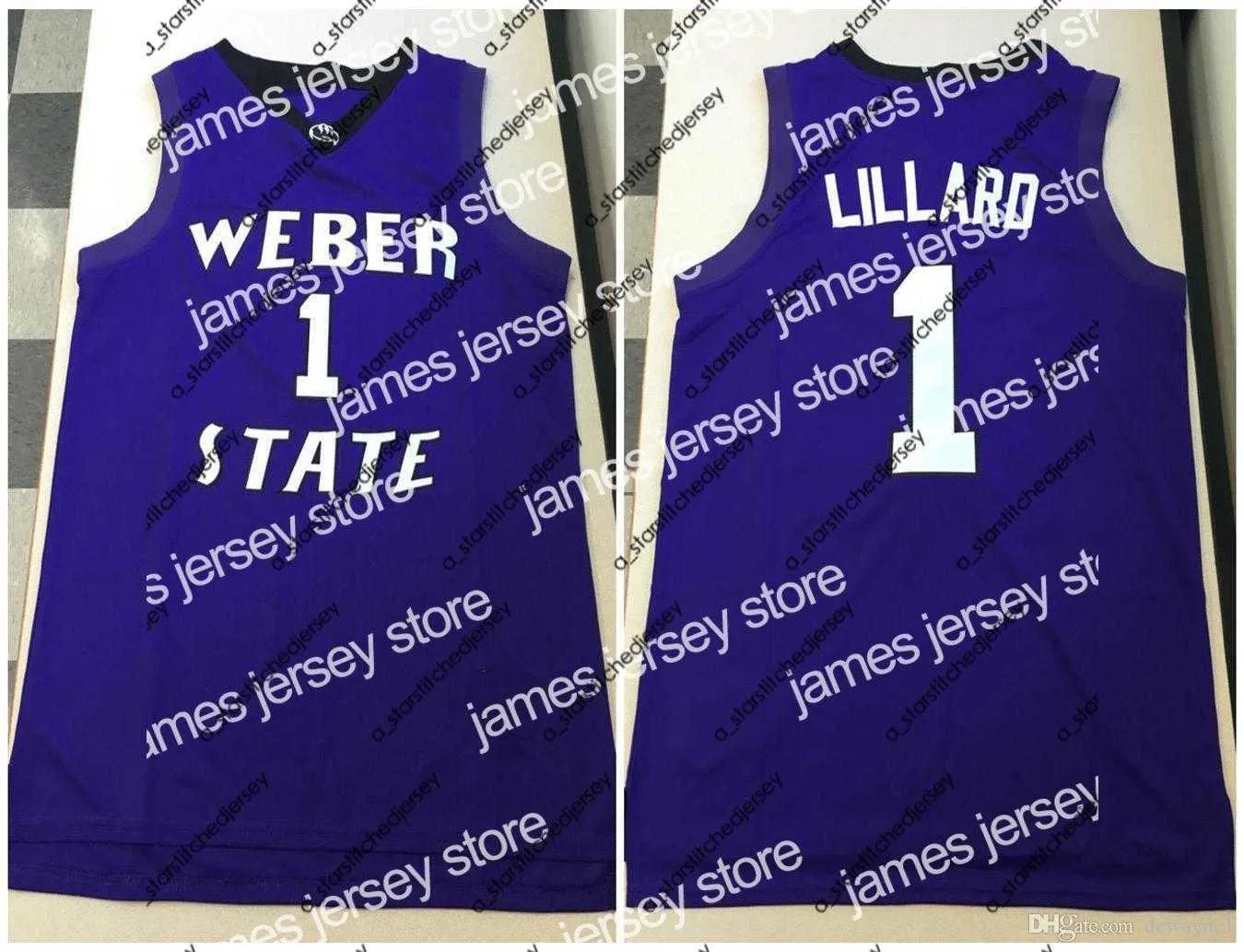 Basketball-Trikots New Weber State Wildcats College Damian Lillard #1 Basketball-Trikot für Herren, genähte Trikots mit beliebiger Nummer und Namen