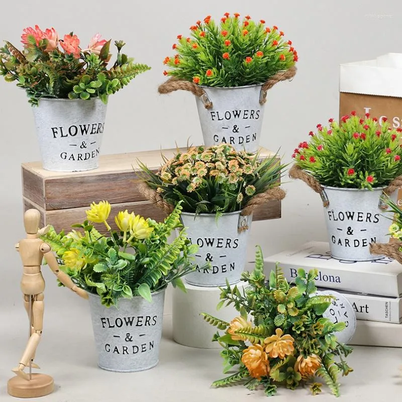 Fleurs décoratives plantes d'herbe artificielle bonsaï pissenlit pour la décoration de la maison bureau faux Vase de mariage en plastique en pot