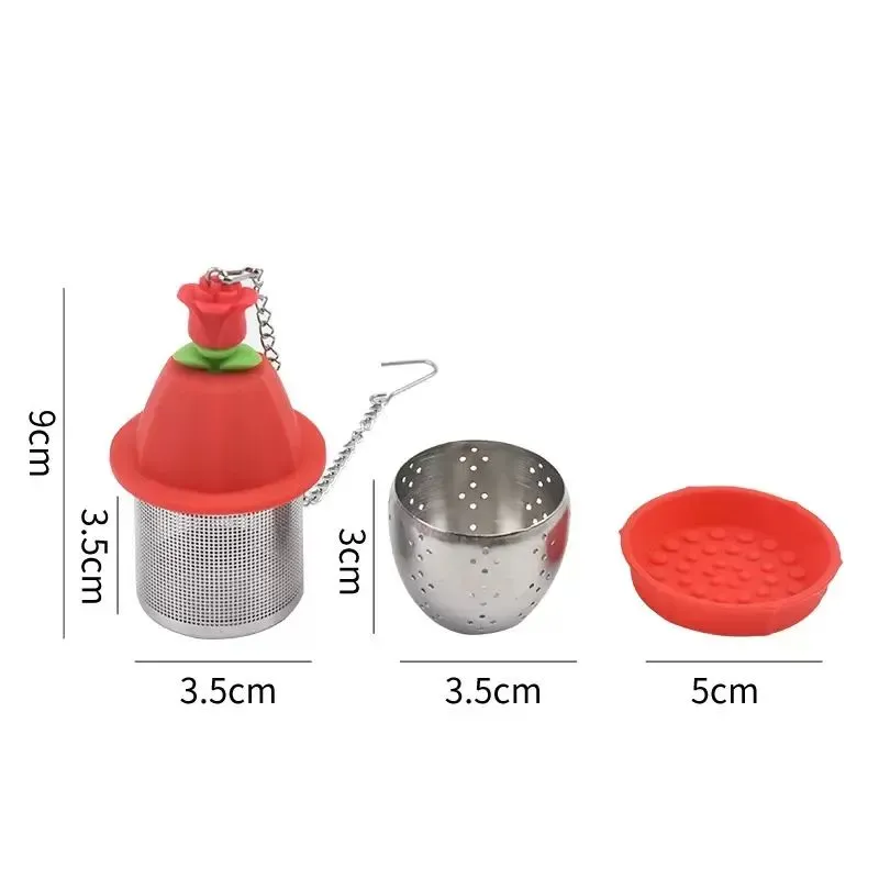 Silicone Reusable Tea Tools Cartoon Design Infuser with Stainless Steel Chain for Loose Leaf Tea or Herbal