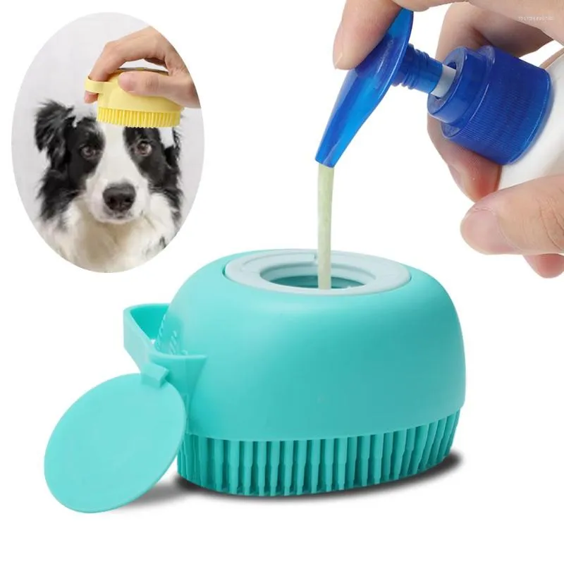 Abbigliamento per cani Accessori per animali domestici Per cani Shampoo Massaggiatore Spazzola Bagno Cucciolo Gatto Massaggio Pettine Toelettatura Doccia Bagno Spazzole morbide