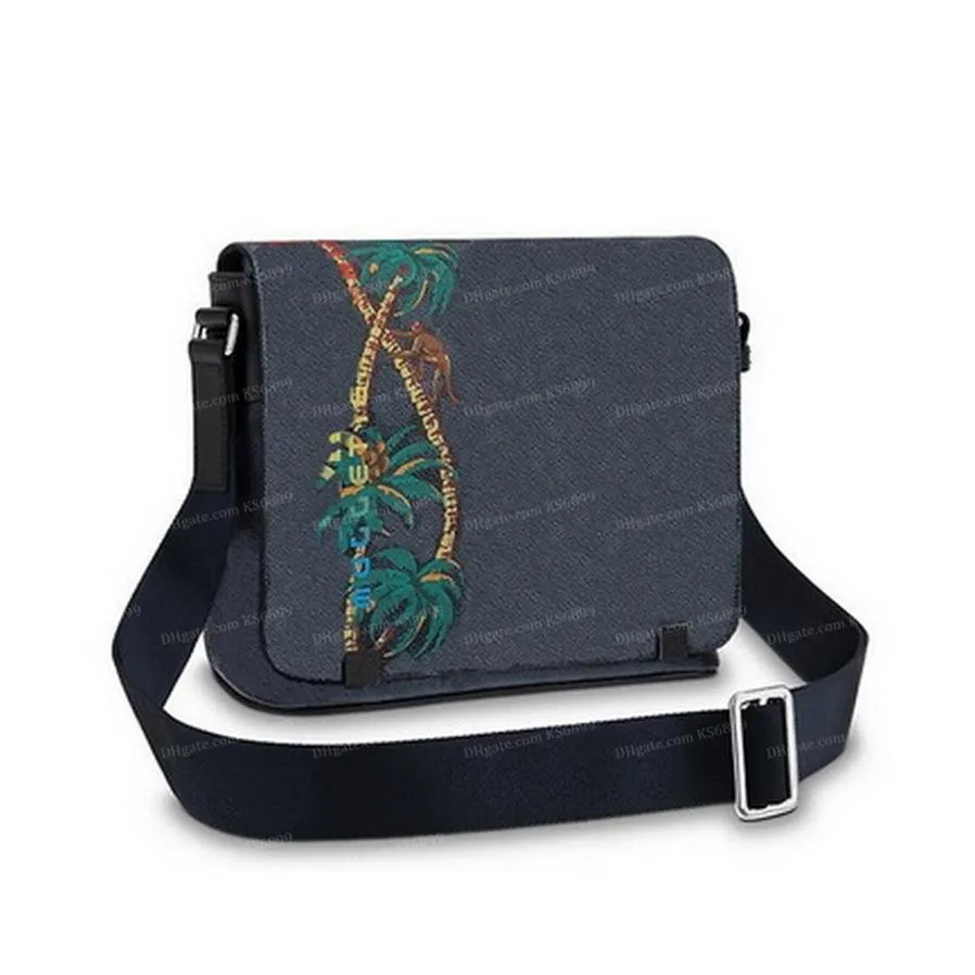 Mode klassieke kokosnootbomen schoudertassen mannen aktetassen messenger cross body tas schooltas crossbody handtas met stofzak313a