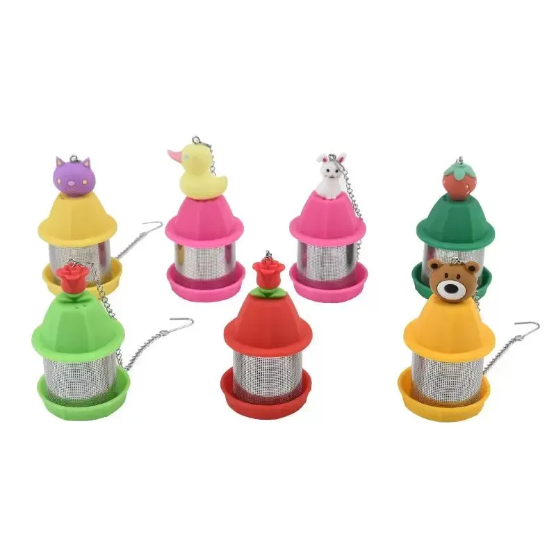 Silicone Reusable Tea Tools Cartoon Design Infuser with Stainless Steel Chain for Loose Leaf Tea or Herbal