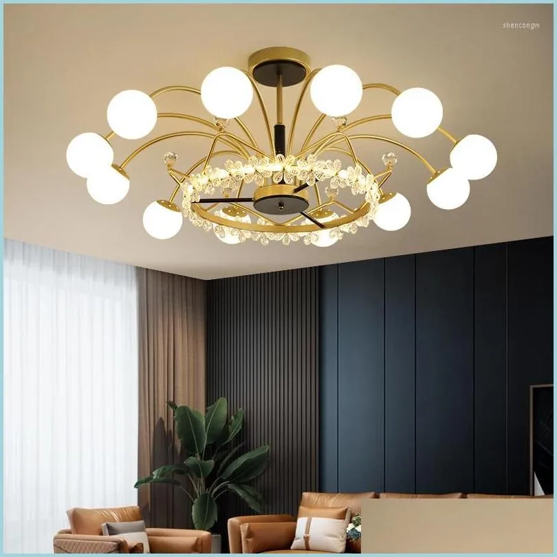 Kroonluchters geleid gouden luxe woonkamer kroonluchter verlichting Noordse moderne minimalistische slaapkamer eetglas kristal drop levering li dhdvll