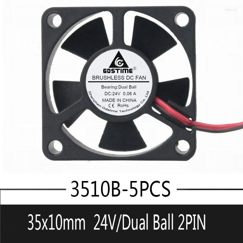 Datorkylningar 5st GDSTIME 35mm 35x35x10mm 24V 2PIN Dual Ball Bearing Mirco Borstless DC Cooling Cooler Axial Fan