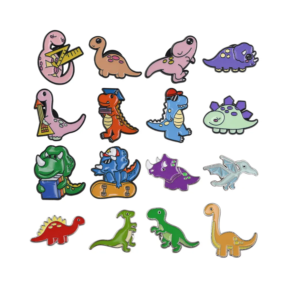 Cute Dinosaurs Enamel Pins Creative Animal Brooches Kids Backpack Decoration Jewelry Women Coat Lapel Pin Badges Gift