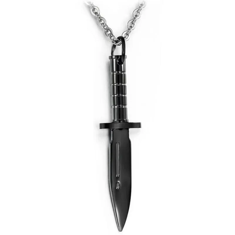 Punk Edge: Stainless Steel Dagger Pendant Necklace - Men