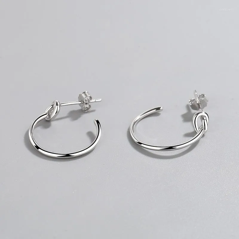 Stud Earrings Sterling Silver Ear Buckle Simple Personality Ring Kink Knotted Female Niche Design All-match Jewelry