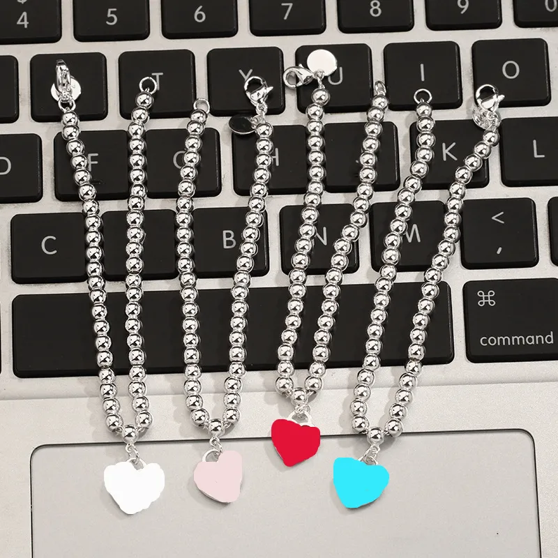 Herz-Charme-Armbänder, kurz, 4 mm, Perlen, Ketten, Damenmode-Armband