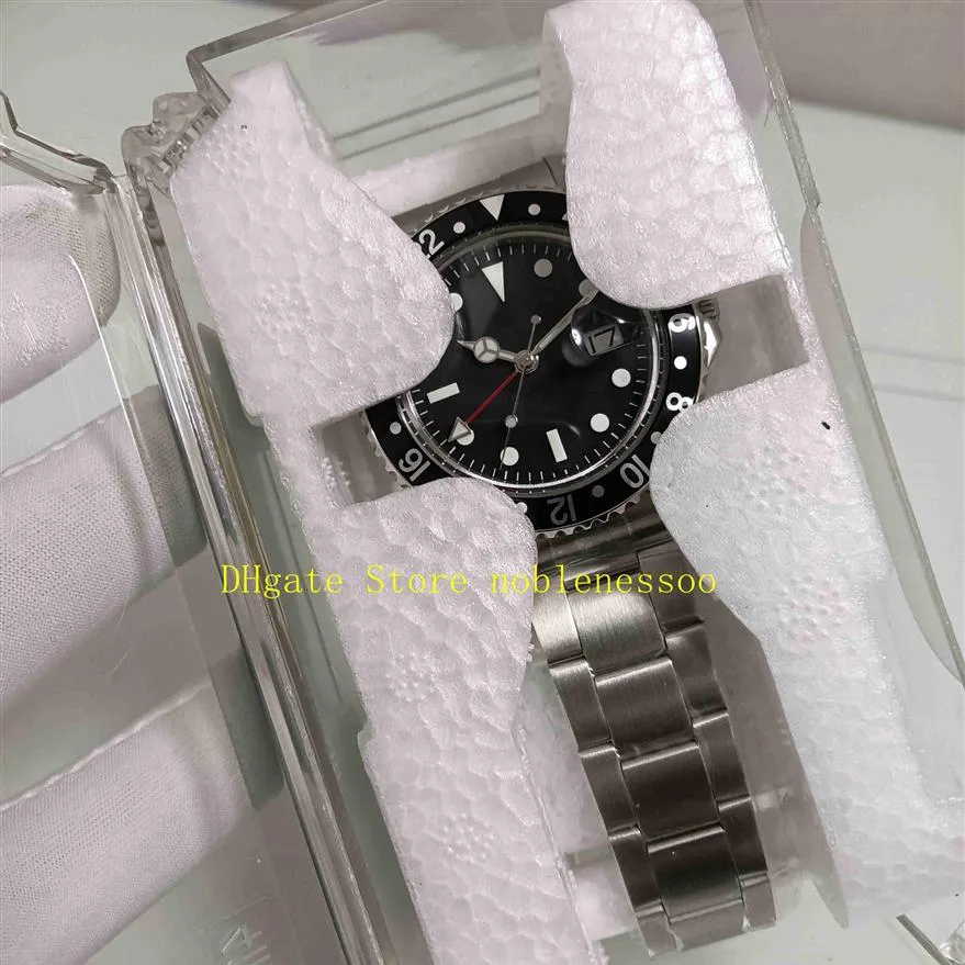 Real PO i pudełka prezentowe Męskie zegarek Vintage BP Factory Men's Black Black Dial 40 mm Bransoletka ze stali nierdzewnej 1968 MĘŻCZYZNA AUTOMATYCZNA 323B