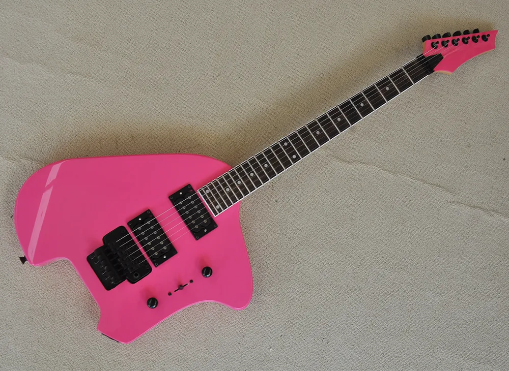 Guitare électrique rose avec HUmbuckers Floyd Rose palissandre peut être personnalisé