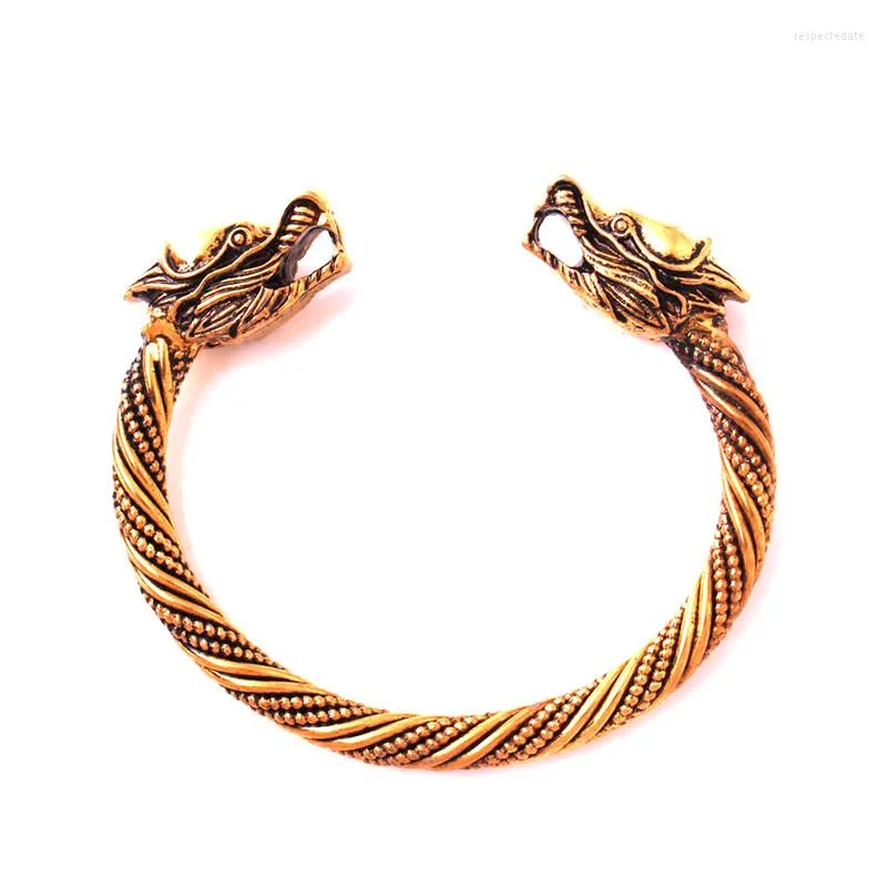 Bangle Viking -stijl voor vrouwen mannen Chinees traditionele dieren drakenpatroon open armband sieraden zinklegering drop