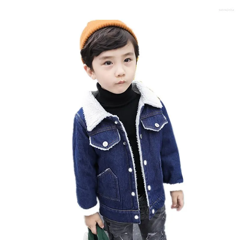 Vestes Filles#39; Veste en peluche manteau automne et hiver garçons agneau cachemire Denim 2022 bébé à manches longues à capuche