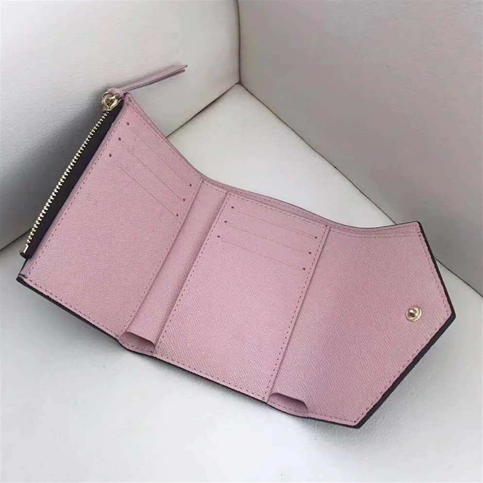 Whole original box real leather multicolor date code short wallet Card holder women man classic zipper pocket Victorine237T