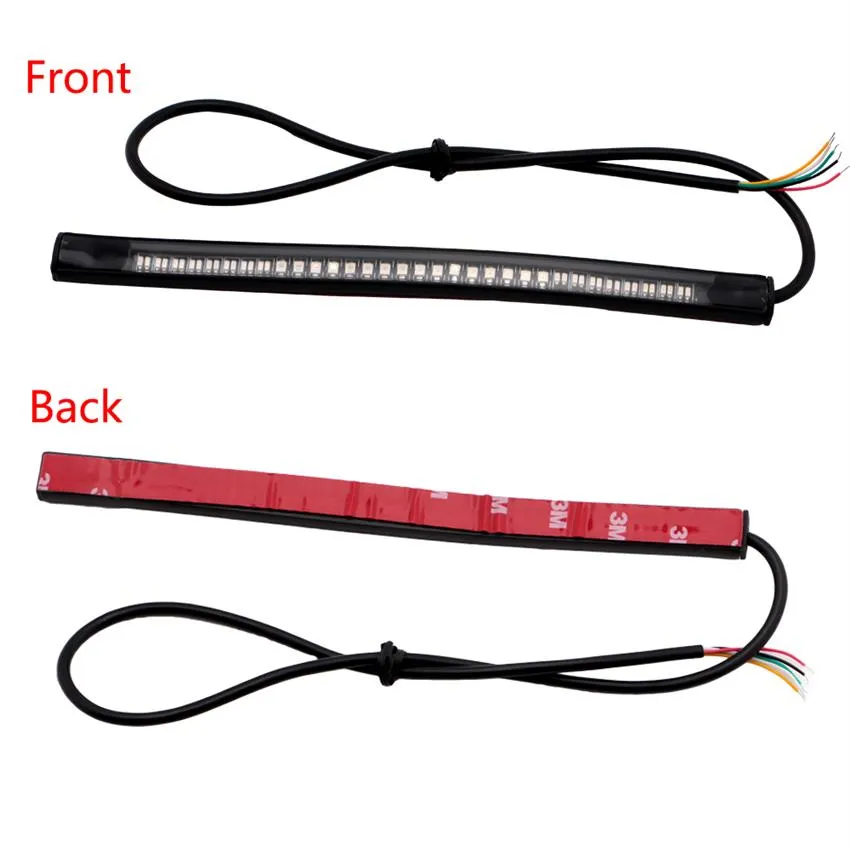 Universal Flexible 48SMD LED Strip Lights Flashing Motorcycle Brake Light License Plate Turn