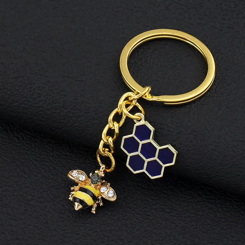 Little Bee Combination Keychain personalizado simples Pingente de anel de desenho animado Pingente pequeno presente