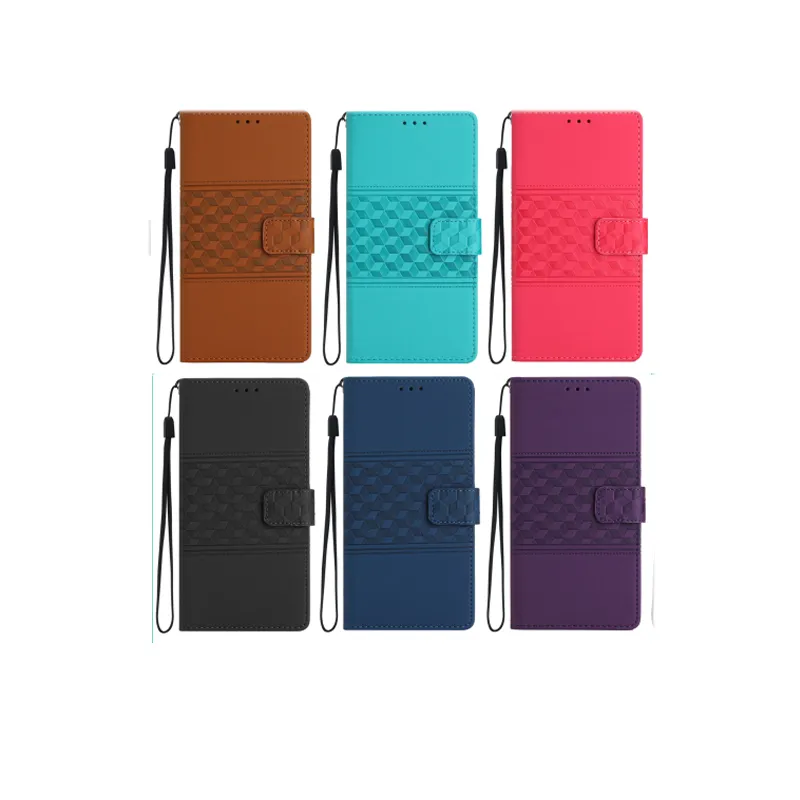 Vierkante Kubus Lederen Portemonnee Flip Cases Voor Iphone 15 14 Pro Max 13 12 11 XS XR 8 7 6 Plus Luxe Mode Zakelijk PU ID-kaart Pocket Slot Houder Kickstand Cover Pouch Strap