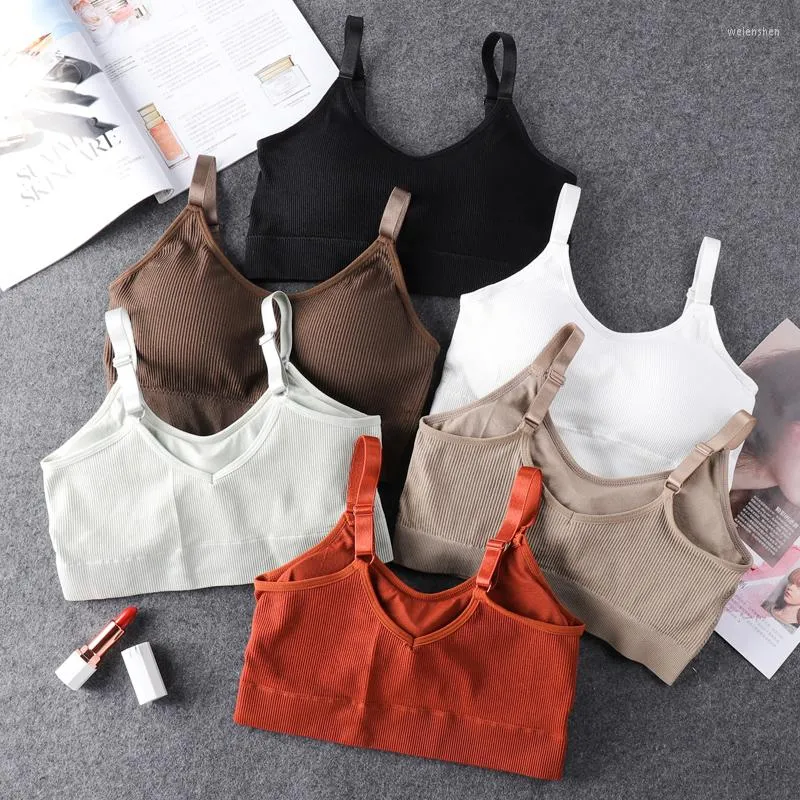 Reggiseni sportivi per abbigliamento da yoga senza anello in acciaio con filo avvolto petto imbottito senza cuciture top reggiseno per dormire tracolla regolabile biancheria intima da donna