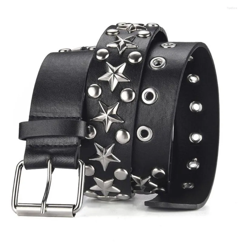 Riemen mode vintage casual luxe design lederen brede riem punk taille band gotische klinknagel pin buckle tailleband