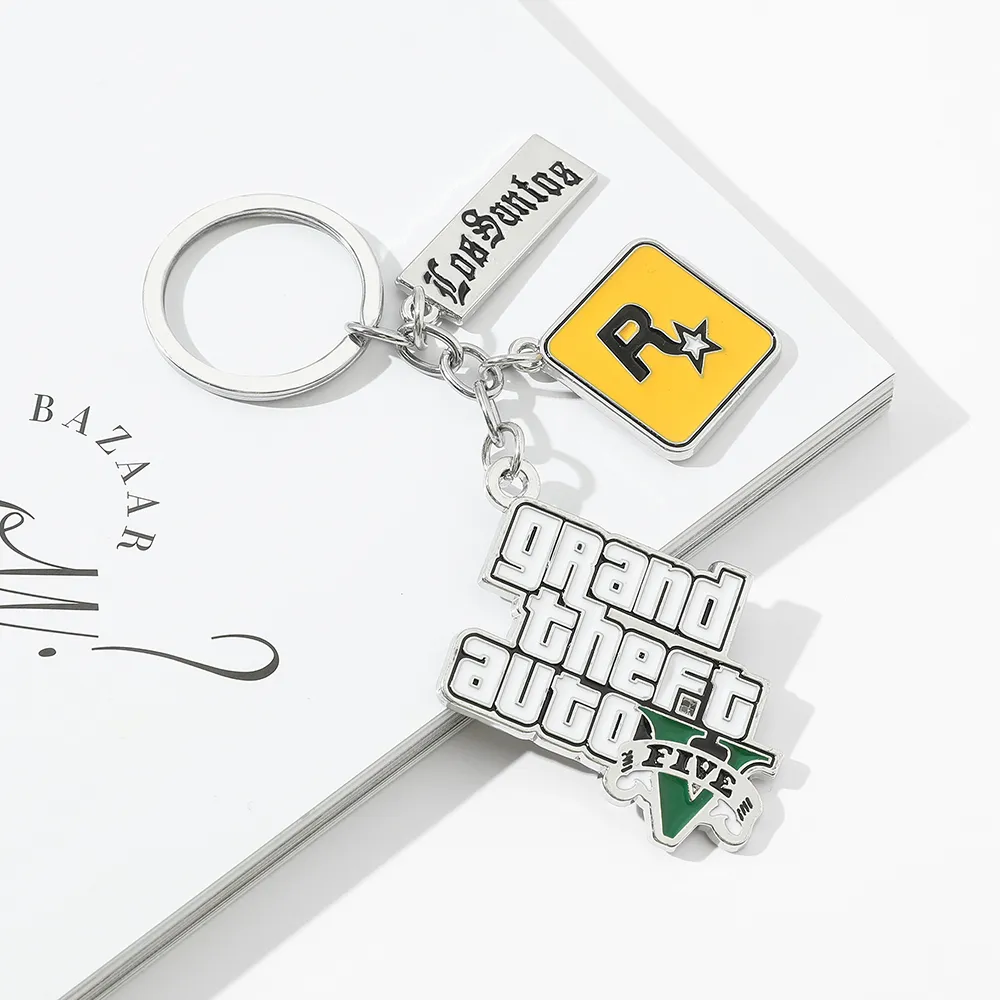 Ps4 Gta 5 Game Keychain Grand Theft Auto 5 Keychain For Men Fans Xbox Pc Rockstar Keyring Holder Jewelry Llaveros