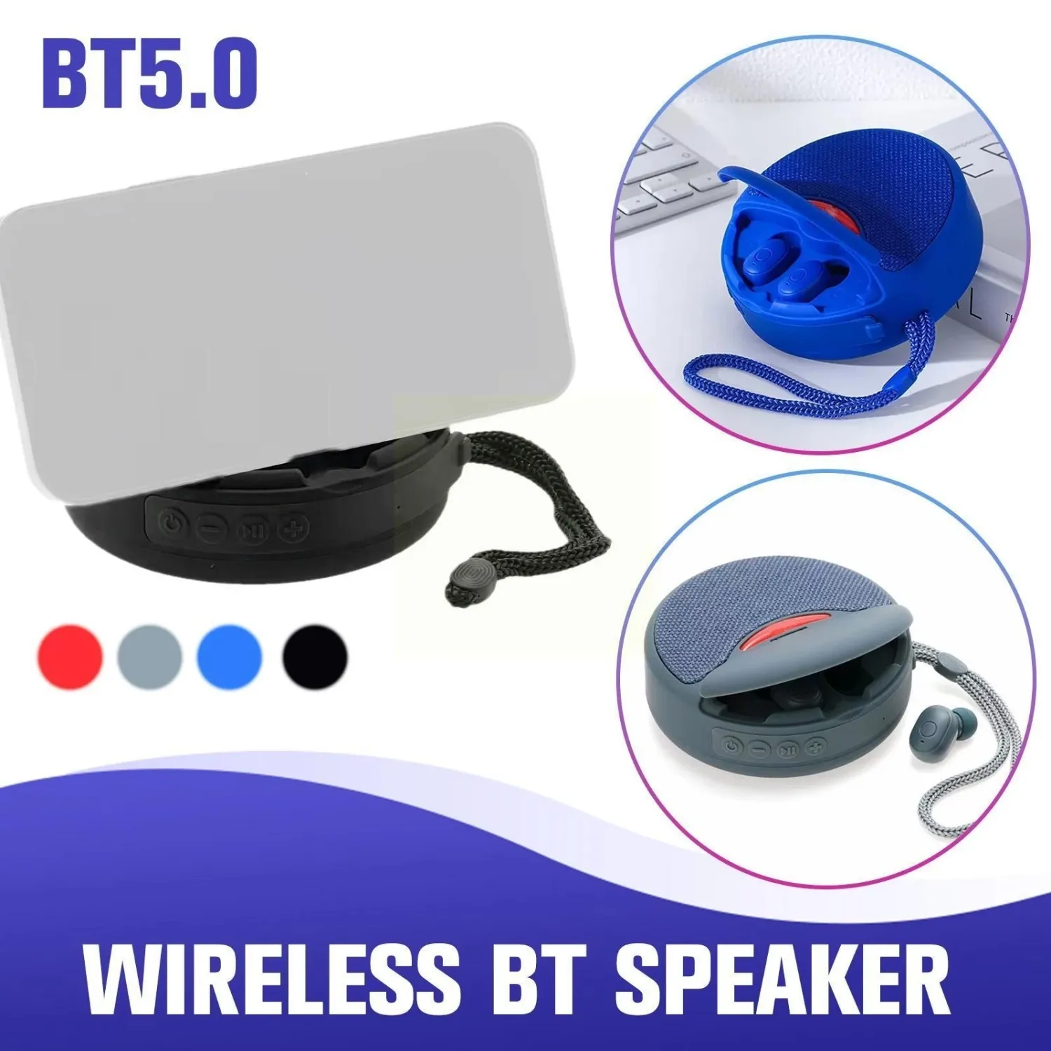 Tragbarer 2-in-1-Bluetooth-Lautsprecher, kabelloses Headset, Outdoor-Soundbox, Sport-Stereo-In-Ear-Kopfhörer mit Mikrofon für iPhone, Samsung, Huawei