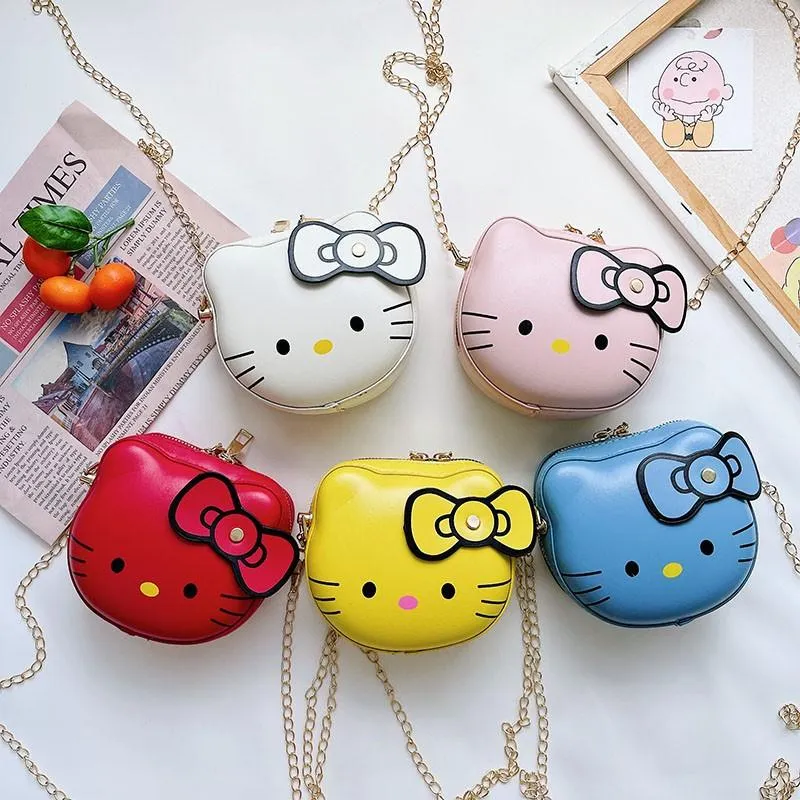 Akşam çantaları Hello Kittty Kawaii Pouch Çocukların Messenger Çanta Karikatür Moda Moda Omuz Crossbody Kız Çantası