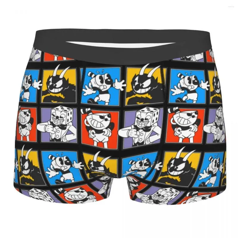 Mutande Personalizzate Cuphead Personaggi Intimo Uomo Stretch Cartoon Gioco Boxer Slip Pantaloncini Mutandine Morbidi Sexy Per Uomo