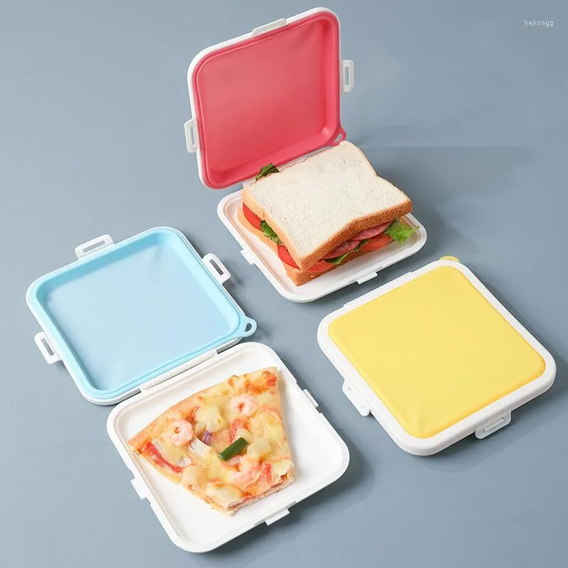 Bouteilles de rangement Boîtes de sandwich Boîte en silicone pour lunch alimentaire