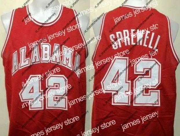 Alabama Crimson Tide College Latrell Sprewell #42 Retro Basketbol Forması Erkekler ED Özel Numarası