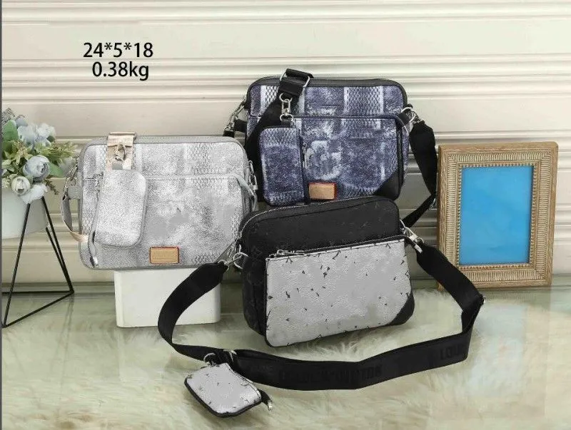 2022 Men Bag Trio Messenger Bags Designer 3pcs Pochette handtassen Schouder Crossbody Wallet Dames Portebouch aktetas Luxe leermake -up handtas