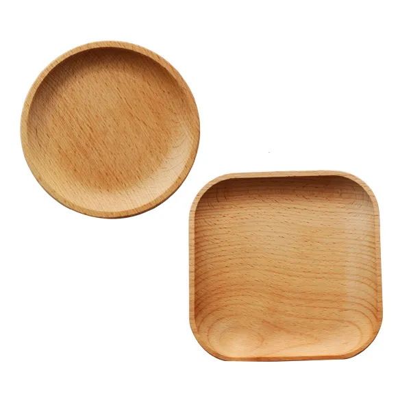 Wood Serving Plate Drawer Trays Square Round Serving Tray Fruit Dessert Cake Snack Candy Platter Bowls Wholesale