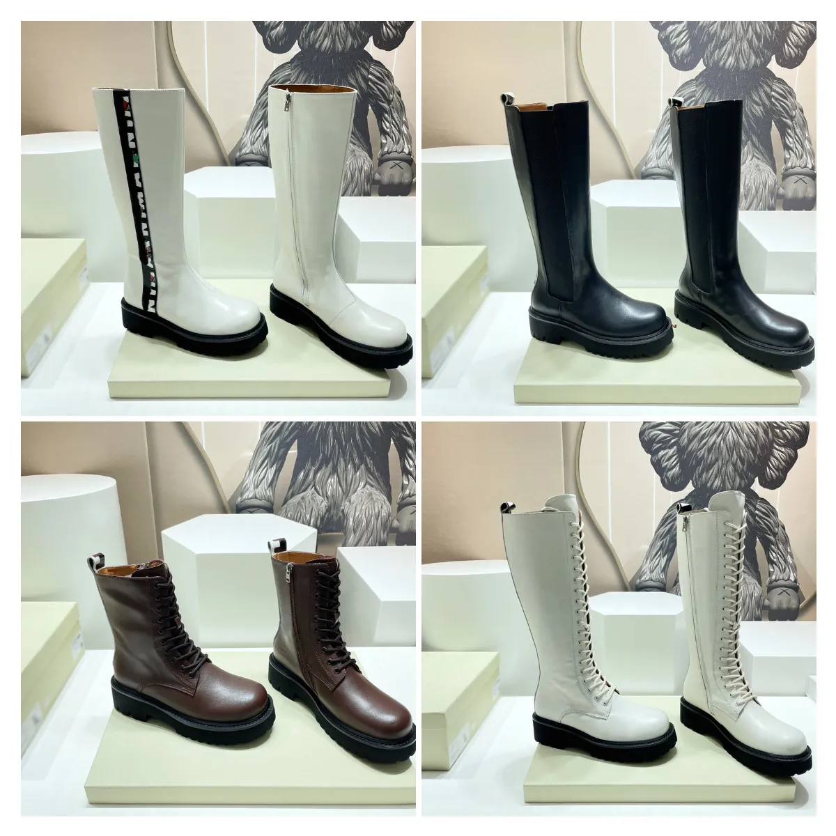 Mar Pablo Chelsea Boot Designer Women skórzane buty owczesko-skóry moda zimowa gumowa kostka masywne botki rozmiar 35-42