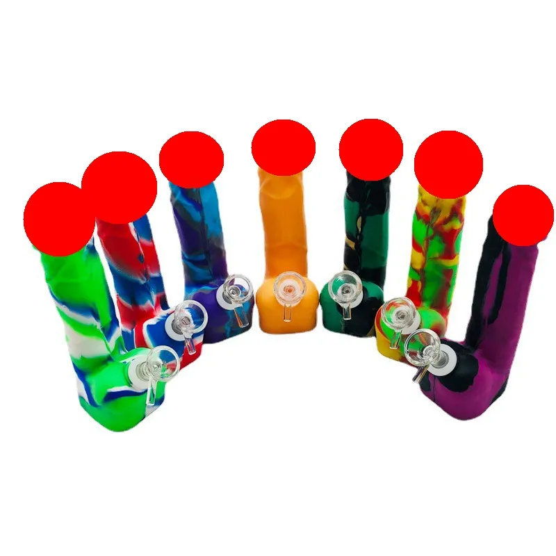 Colorful Silicone Portable Special Style Pipes Dry Herb Tobacco Glass Filter Bowl Waterpipe Handpipes Hookah Shisha Bong Smoking Cigarette Holder DHL