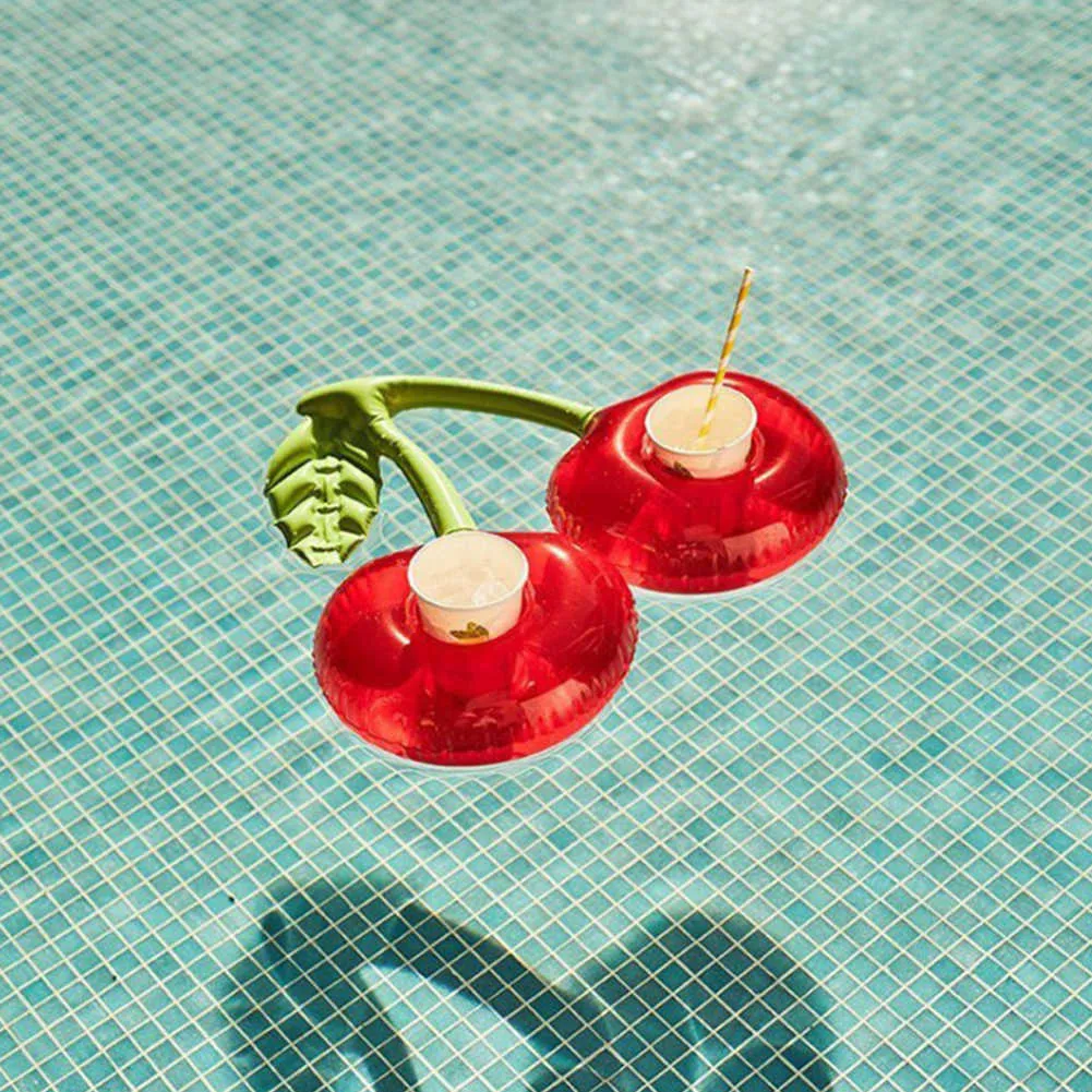 Life Vest Buoy Cherry Water Coasters Uppblåsbar pool Float Cocktail Drink Cup Holder för sommarsemestertillbehör T221214