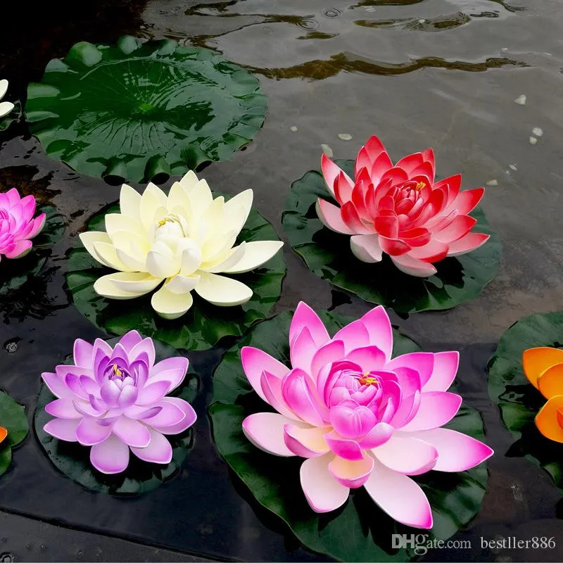 10/18 Cm Flottant Artificielle Lotus Faux Plante DIY Nénuphar Simulation Lotus Maison Jardin Décoration Pas Cher Décor Extérieur Pas Cher