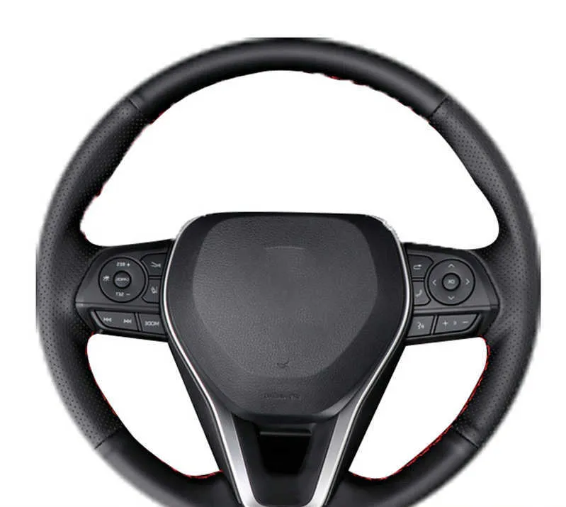 Customized Car Steering Wheel Cover Leather Braid For Toyota RAV4 AX50 Corolla G12 Axio Altis Camry Xv70 Avalon 2019 2020 2021