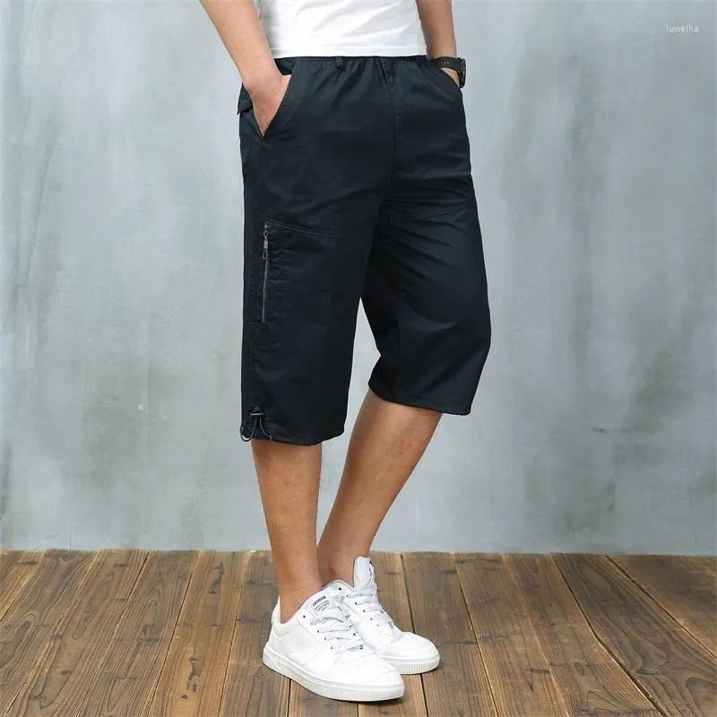 Herenbroeken Heren 2022 Zomer Heren Casual Cargo Katoen Homme Ademend Kuitlengte Groot En Lang 5XL 6XL Plus Size Broek Male306a