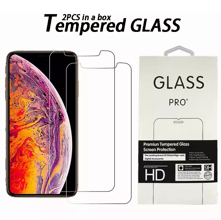 iPhone 14用の2パックアンチスクラッチスクリーンプロテクタープラスプロマックス11 13 12ミニXR XS SAMSUNG 9H Tempered Glass Film