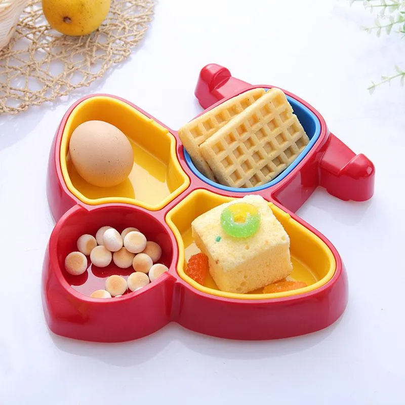 Flatware Sets Baby Feeding Dishes Set Bowl Plate Kids Dinnerware Tableware BPA Free Eco Friendly Cute Airplane Sub-grid Eat Tray